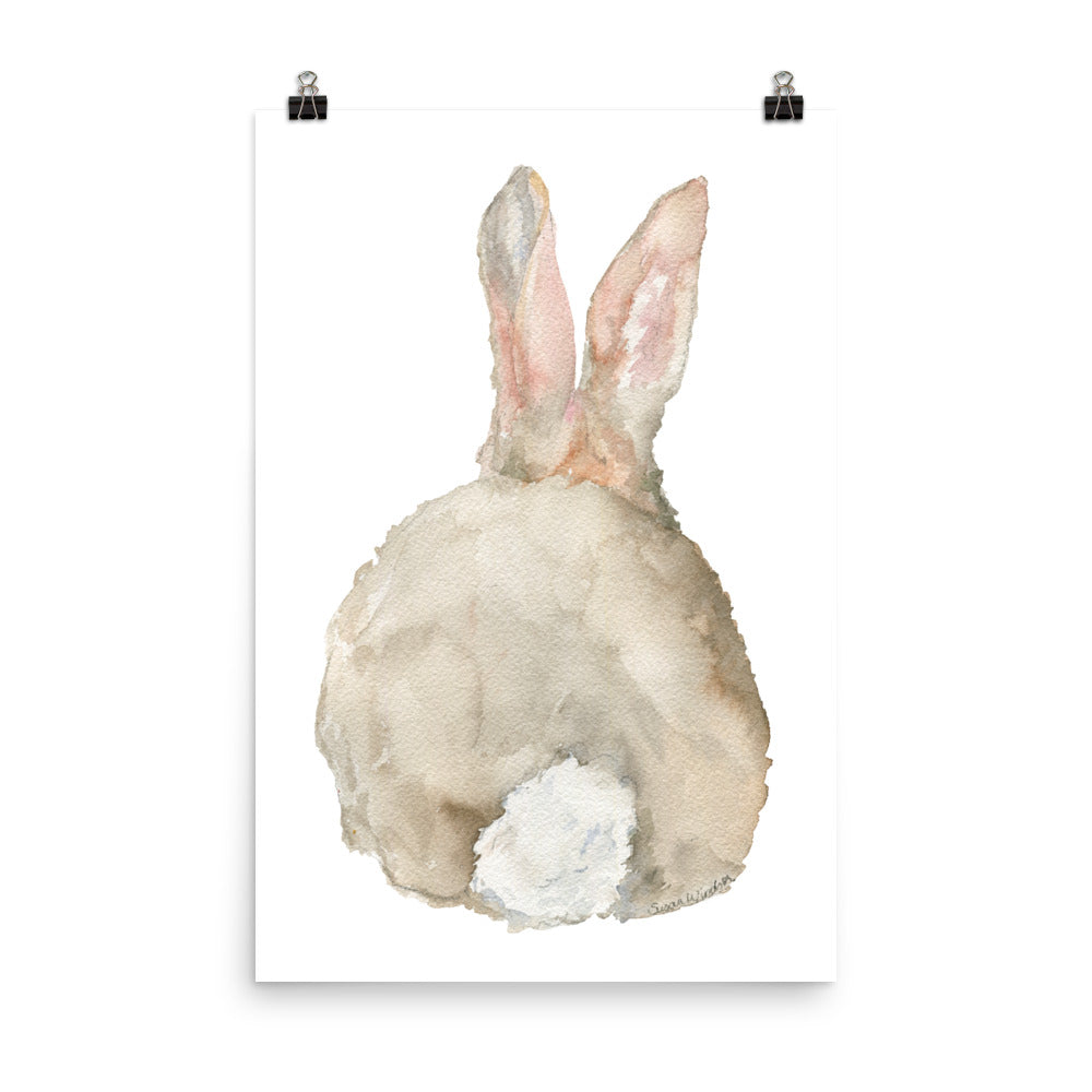 Cottontail Bunny Rabbit - Back - Watercolor Art Print – Susan Windsor