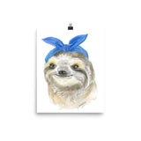 Sloth with a Blue Scarf Watercolor