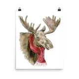 Moose in a Scarf Watercolor