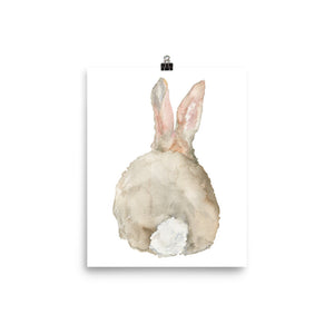 Cottontail Bunny Rabbit - Back - Watercolor Art Print