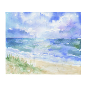 Ocean Watercolor Throw Blanket