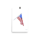 American Flag Watercolor Painting Print