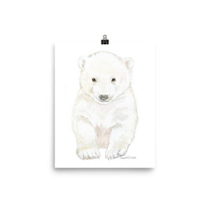 Polar Bear Cub Watercolor Painting
