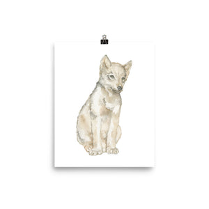 Gray Wolf Pup Watercolor Print