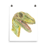 Velociraptor Dinosaur Watercolor Print