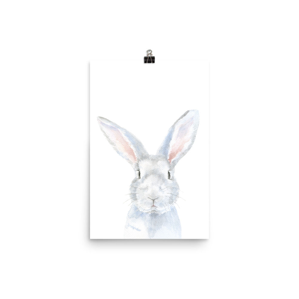 Gray Bunny Rabbit Face Watercolor – Susan Windsor