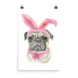 Easter Pug with Bunny Ears