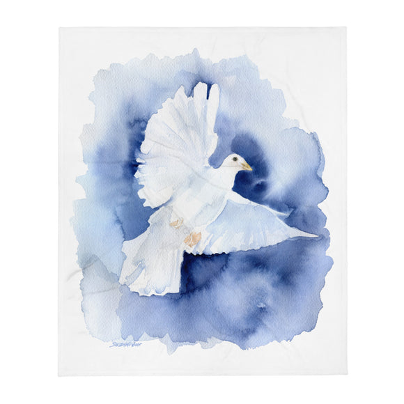 Dove Watercolor Throw Blanket