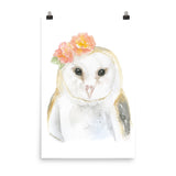 Barn Owl with Flowers