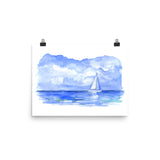 Sailboat on the Ocean Watercolor
