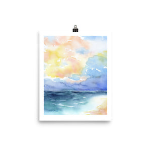 Abstract Beach Watercolor Seascape