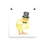 Chick with a Top Hat Watercolor