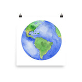 Earth Planet Watercolor art print