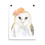 Barn Owl with Flowers