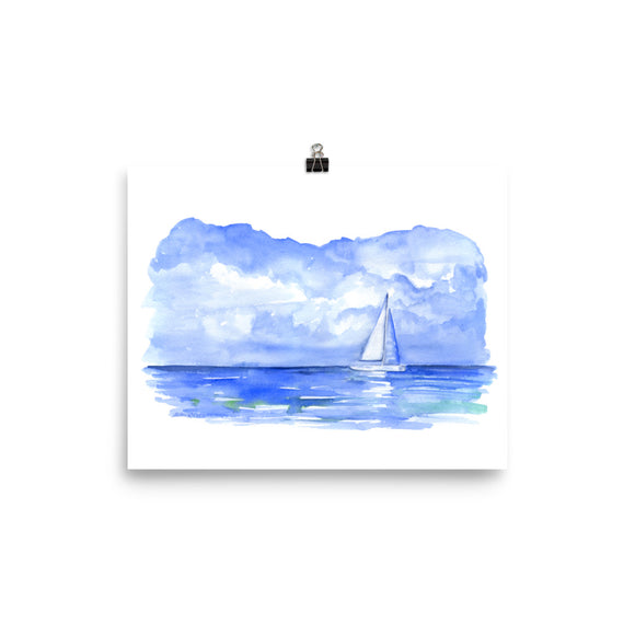 Sailboat on the Ocean Watercolor