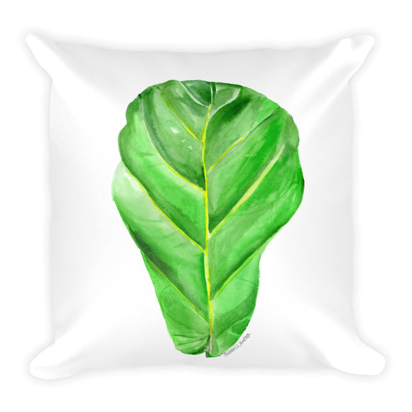 Fiddle Leaf Fig Leaf Watercolor Throw Pillow