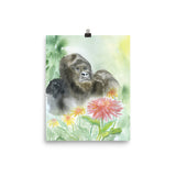 Gorilla in the Flowers Watercolor