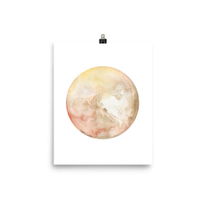 Pluto Planet Watercolor art print