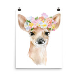 Deer Fawn with Flowers Watercolor