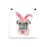 Easter Pug with Bunny Ears