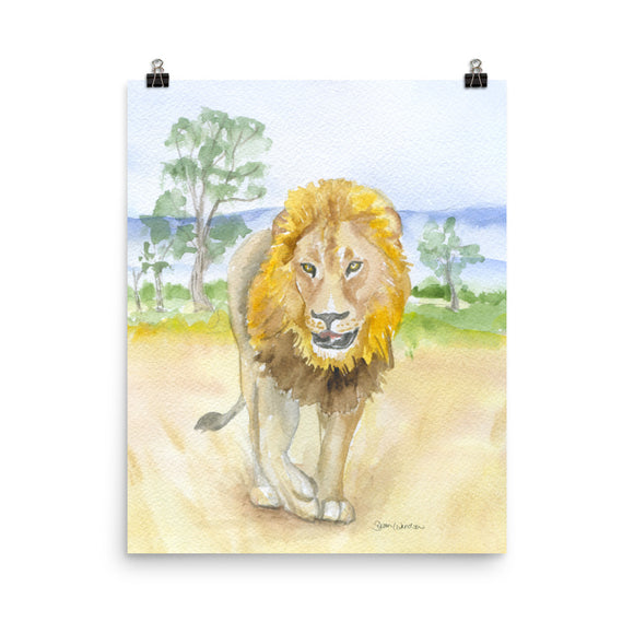 Lion in Africa Watercolor