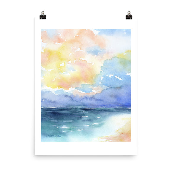 Abstract Beach Watercolor Seascape