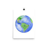 Earth Planet Watercolor art print