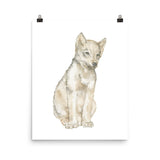 Gray Wolf Pup Watercolor Print