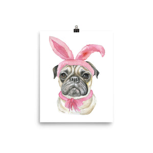 Easter Pug with Bunny Ears