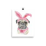 Easter Pug with Bunny Ears