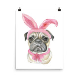 Easter Pug with Bunny Ears