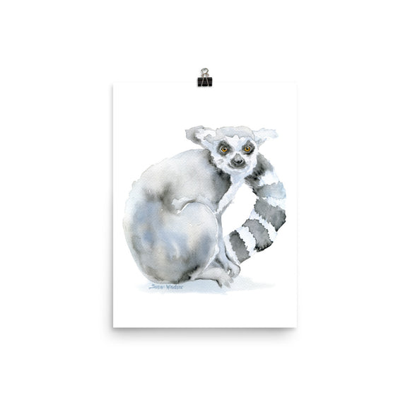 Ring-Tailed Lemur Watercolor Print