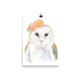 Barn Owl with Flowers