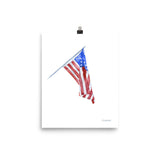 American Flag Watercolor Painting Print