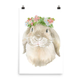 Bunny Rabbit with Flowers Watercolor