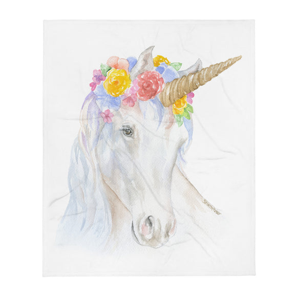 Unicorn Watercolor Throw Blanket