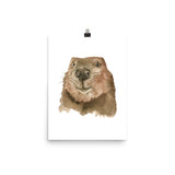 Baby Beaver Face Watercolor Poster