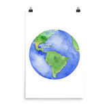 Earth Planet Watercolor art print