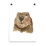 Baby Beaver Face Watercolor Poster