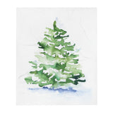 Christmas Tree Evergreen Watercolor Throw Blanket