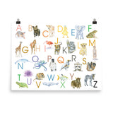 Animal Alphabet Poster 2 Watercolor - Horizontal