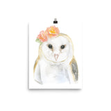 Barn Owl with Flowers