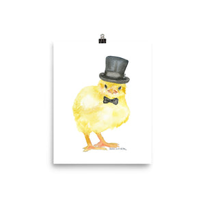 Chick with a Top Hat Watercolor