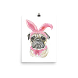 Easter Pug with Bunny Ears