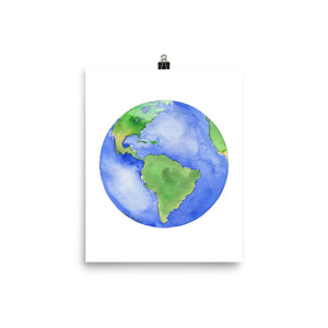 Earth Planet Watercolor art print