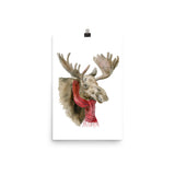 Moose in a Scarf Watercolor