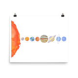 Solar System Planets Watercolor Print