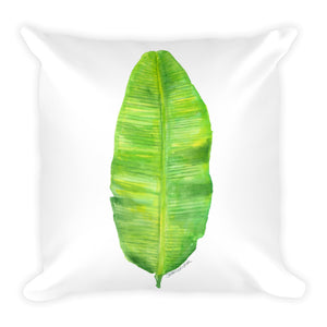 Banana Leaf Watercolor Throw Pillow