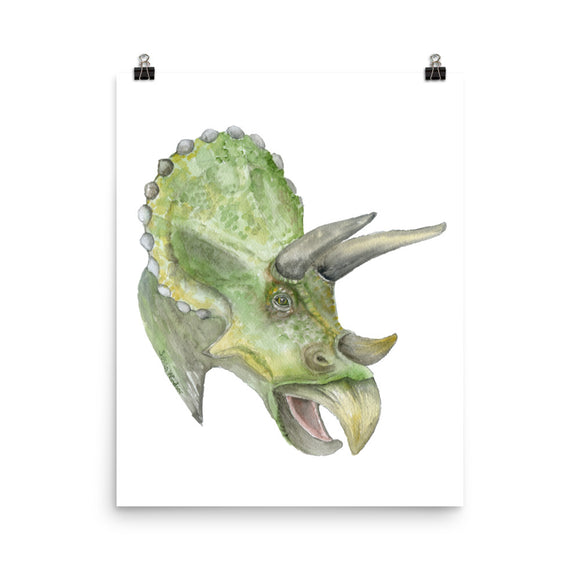 Triceratops Watercolor Print