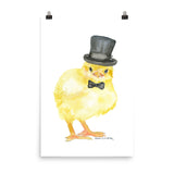 Chick with a Top Hat Watercolor